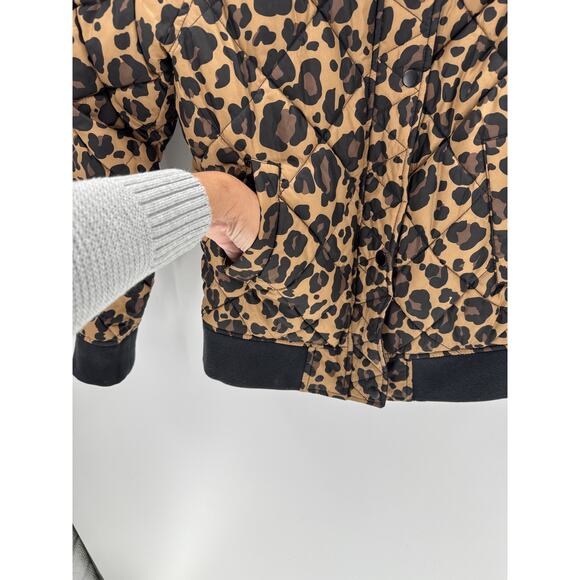 Gap reversible bomber jacket leopard print black size S casual quilted versatile - Picture 5 of 10